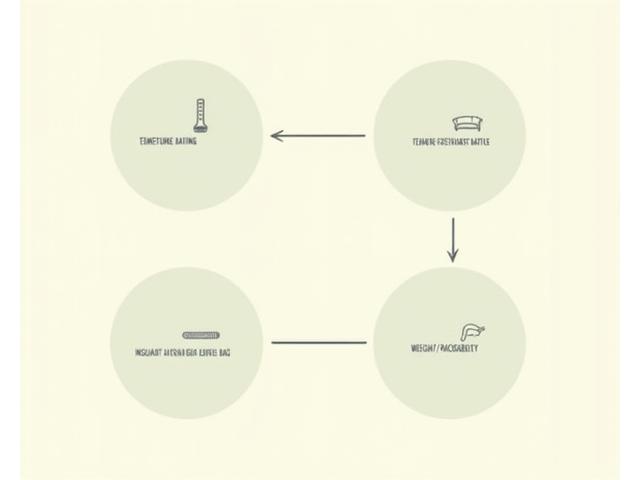 Infographic illustrating factors in sleeping bag selection: temperature, type, insulation, and weight with icons